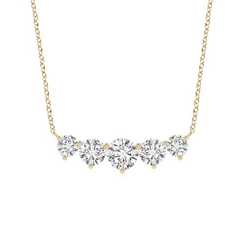 Angara 1.0 Carat Graduated Five Stone Round Diamond Necklace in 18K Yellow Gold