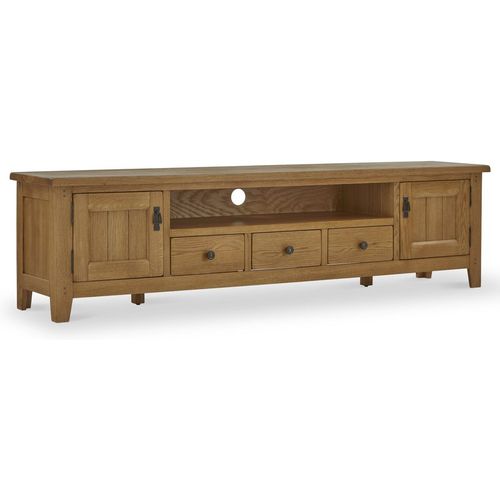 Broadway Oak Extra Large 210cm TV Unit with Storage Drawers | Roseland