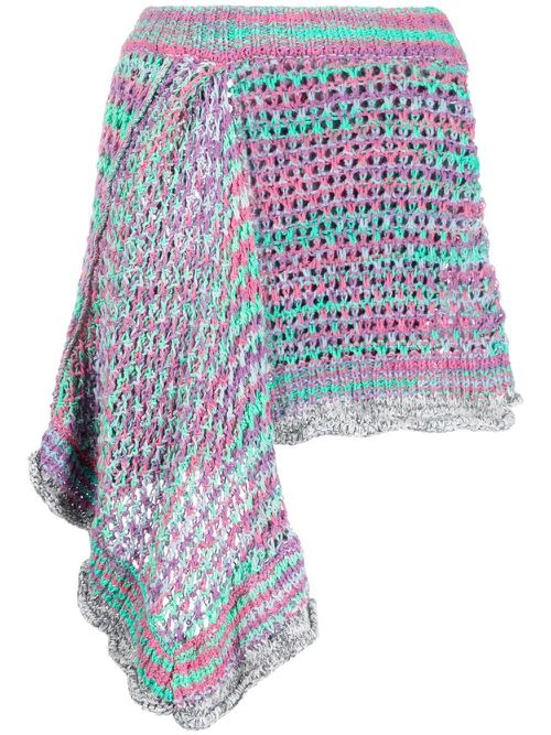 Woven asymmetric miniskirt - Pink