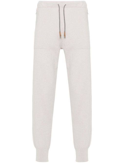 Drawstring-fastening cashmere track pants - Neutrals