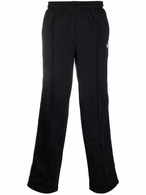Cross-logo side-stripe track pants - Black