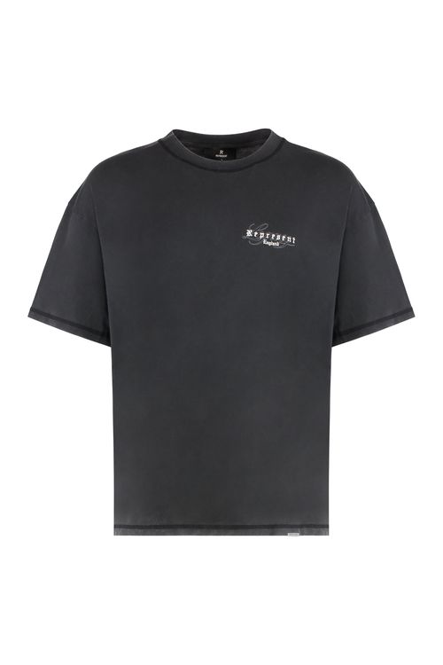 Vintage Effect Logo-Embroidered T-Shirt — Black