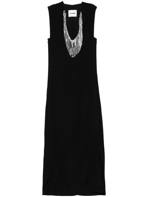 Fringed-mesh maxi dress - Black