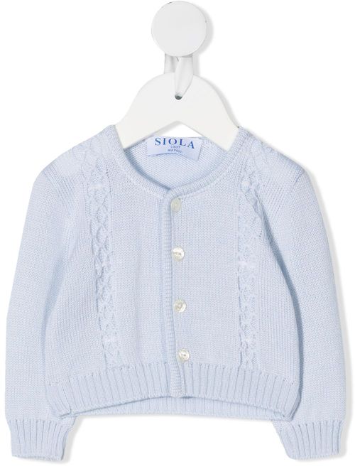 Cable-knit detail cardigan - Blue