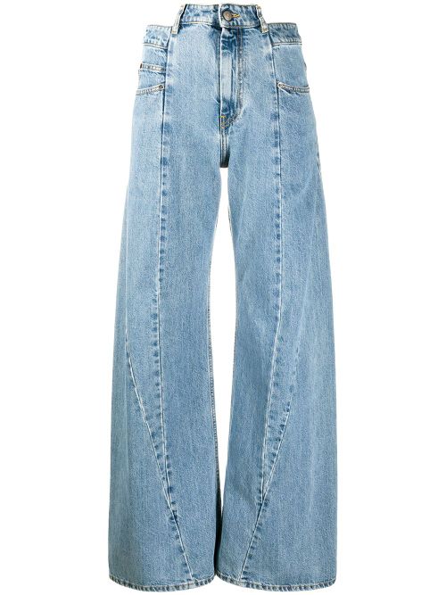 Wide-Leg Denim Jeans — light blue