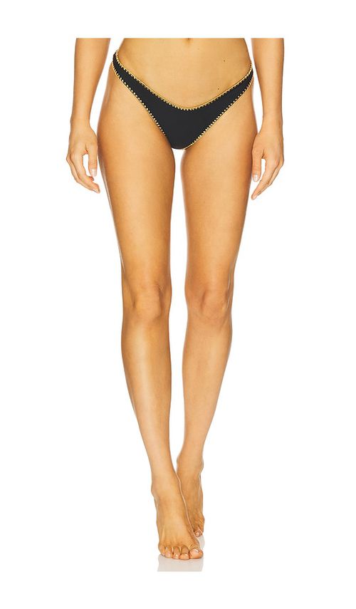 Luli Fama High Leg Brazilian Bikini Bottom in Black. - L also in M, S