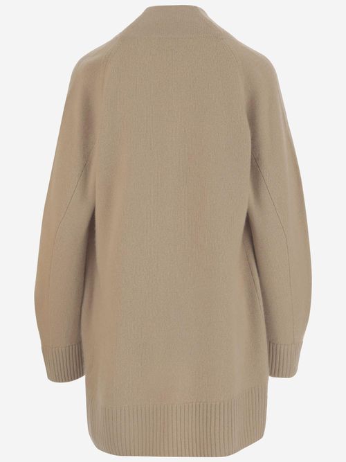 Cashmere Open-Front Cardigan — Beige