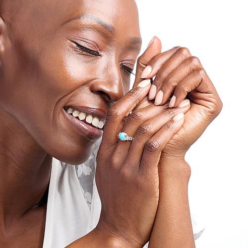 Colleen Lopez Sleeping Beauty Turquoise and White Sapphire Ring