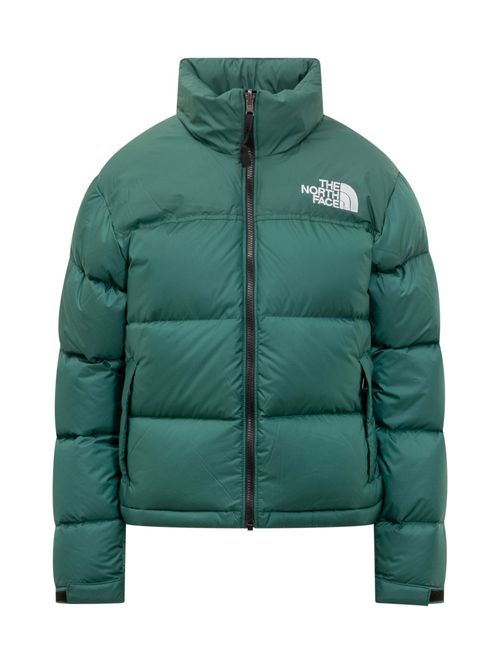 Green Logo Puffer Mock Collar Jacket