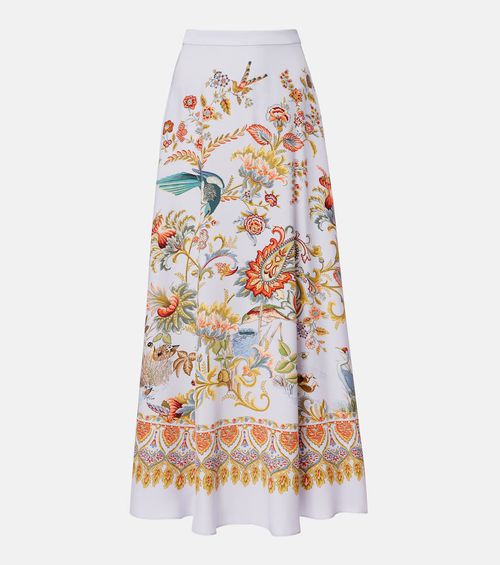 Printed silk maxi skirt