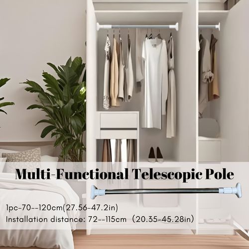 TEMU 4 tailles disponibles - tige télescopique en acier inoxydable polyvalente pour séchage de linge, support d'appui balconnière, œil-de-biche barre