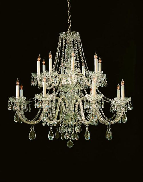 Traditional Crystal 16-Light 34" Traditional Chandelier in Polished Brass with Clear Swarovski Strass Crysta