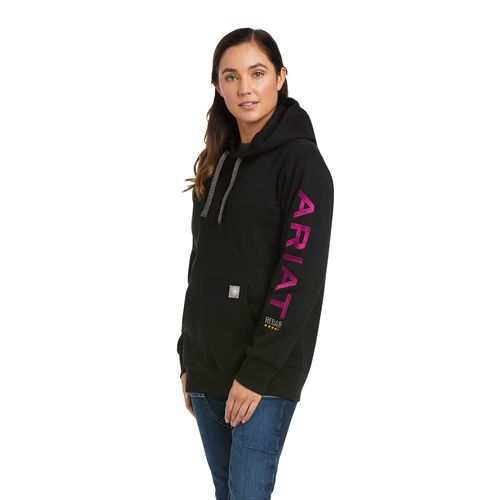 Women's Rebar Graphic Hoodie Long Sleeve in Black Purple