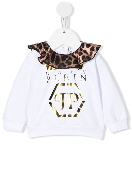 Ruffle-collar sweatshirt - White
