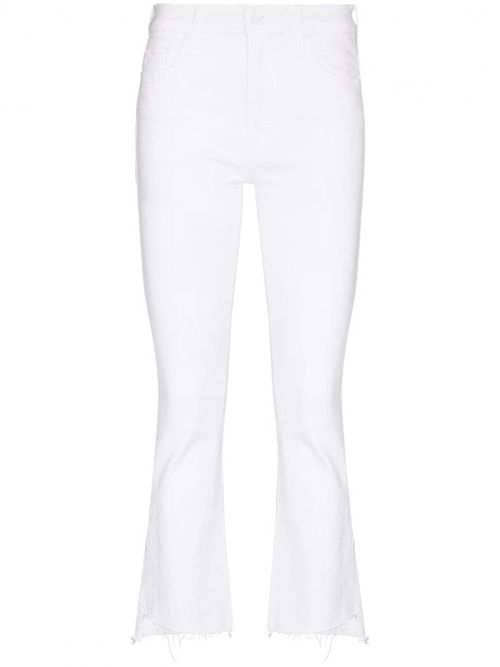 White Cropped Flared Denim Jeans