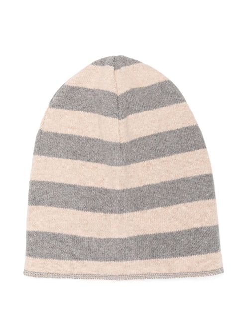 Striped fine-knit beanie - Neutrals