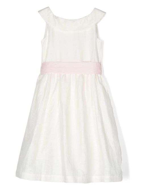 Belted flared dress - White