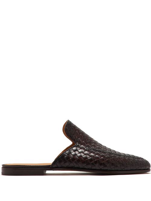 Woven leather mules - Brown