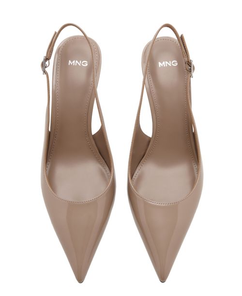 Women's Pointed-Toe Slingback Patent Pumps - Nude