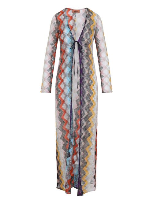 Zigzag-patterned cover-up - Neutrals