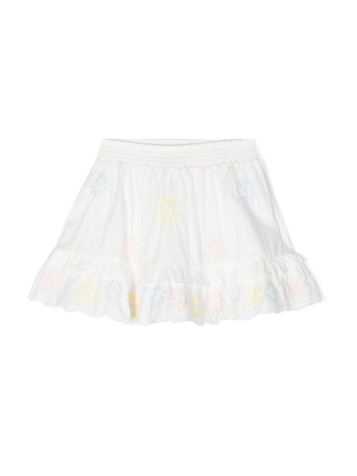 Embroidered ruffle skirt - White