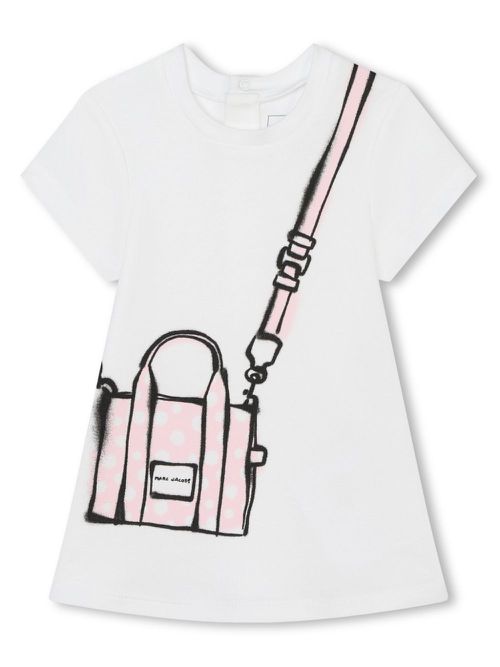 Graphic-print cotton dress - Neutrals