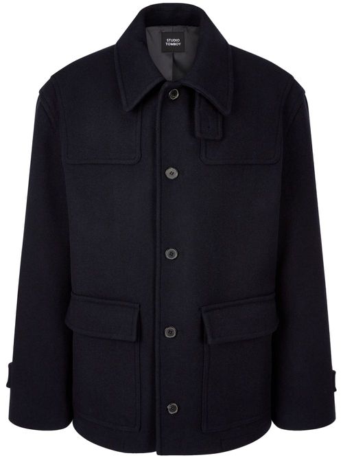 Non-toggle duffle coat - Blue