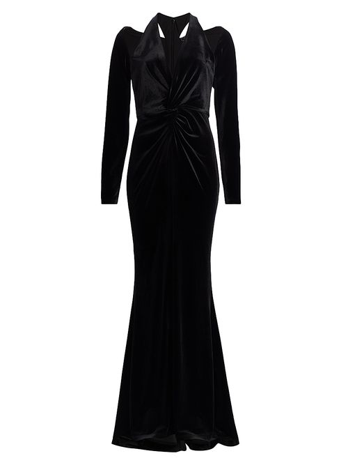 Women's Twist Velvet Gown - Black