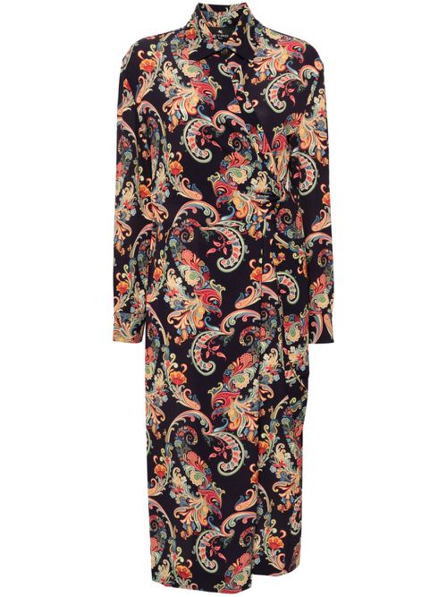 Paisley-print midi dress - Blue