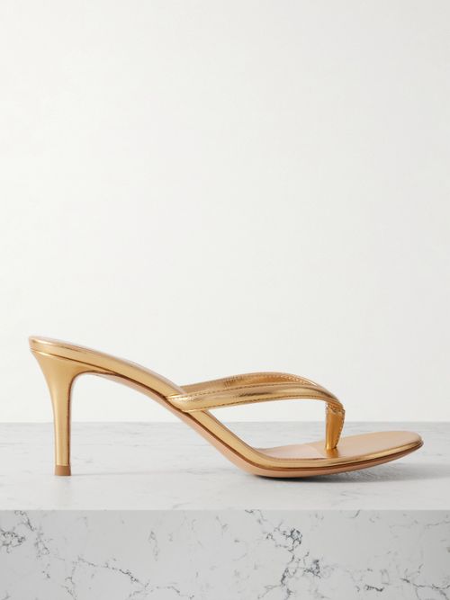 Calypso 70 Metallic Leather Sandals - Gold