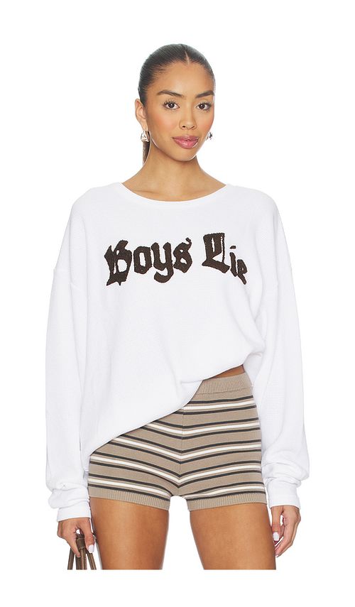 Boys Lie Rocker Thermal Bf Longsleeve Tee in White