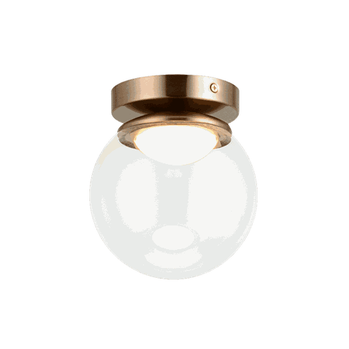 Aged Gold Brass One Light Flush Mount from the Boble Collection