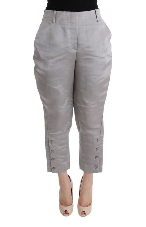 Silk Cropped Trousers — Gray