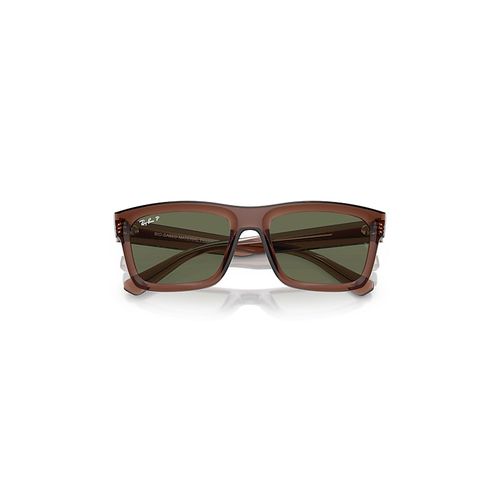 Ray-Ban Warren Bio-based Sunglasses Transparent Brown Frame Green Lenses Polarized 57-20