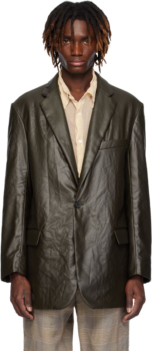 Dries Van Noten Brown Coated Blazer
