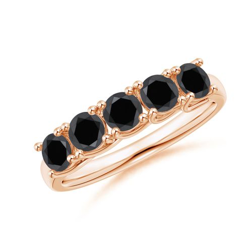 Angara 1.65 Carats Half Eternity Five Stone Enhanced Black Diamond Wedding Ring in 14K Rose Gold