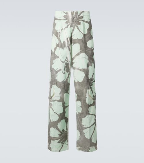 Floral cotton wide-leg pants