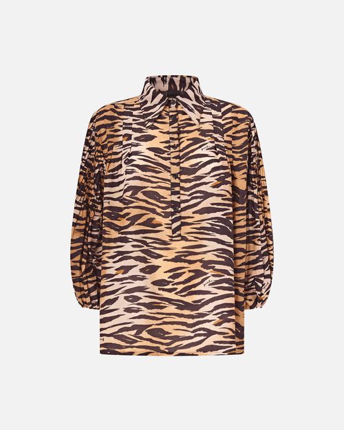 Cotton and silk blouse with animal print - 36