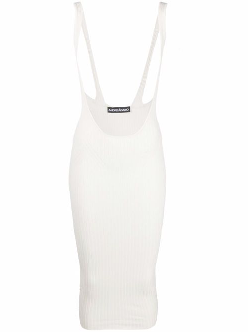 Ribbed-knit pinafore skirt - White