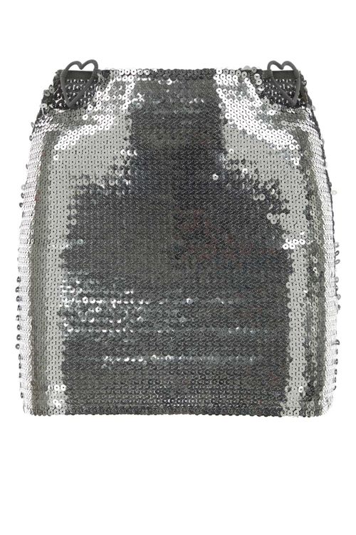 Sequin Mini Skirt — Silver