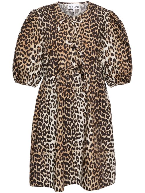 Leopard-Print Organic Cotton Dress — Brown