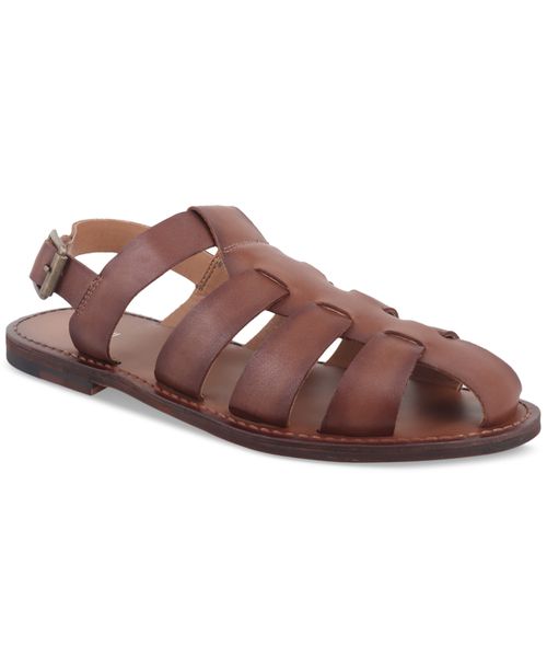 Men's Palmerr Leather Fisherman Sandals, Exclusively at Macy's - Burnt Copper Leather