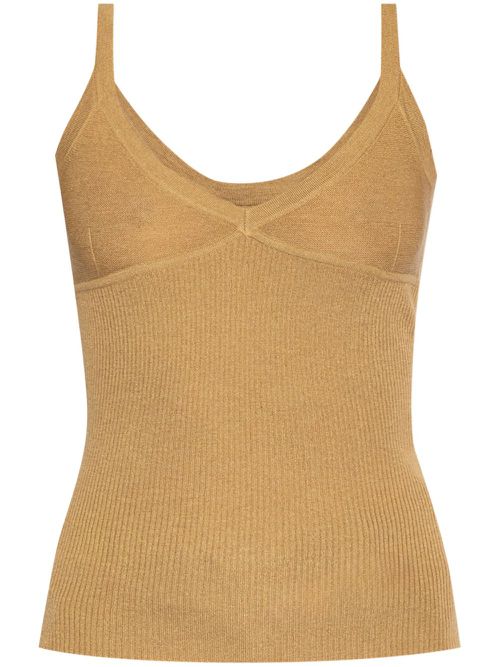 Sleeveless knitted top - Brown