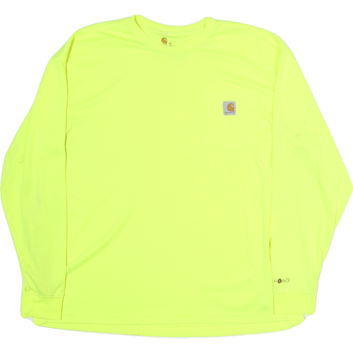 CARHARTT Mens Yellow Workwear Pocket T-Shirt XL Long Sleeve Crew Neck Utility