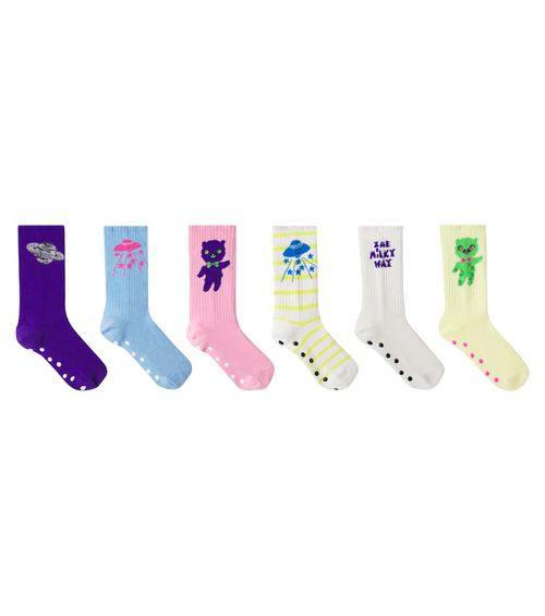 Set of 6 cotton-blend socks