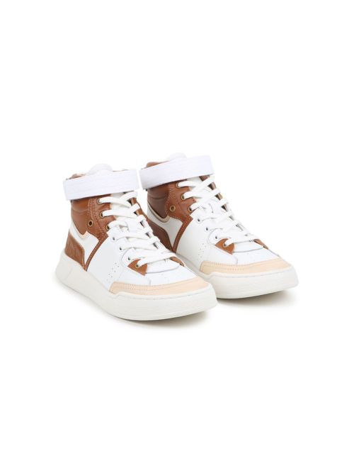 Panelled high-top sneakers - White