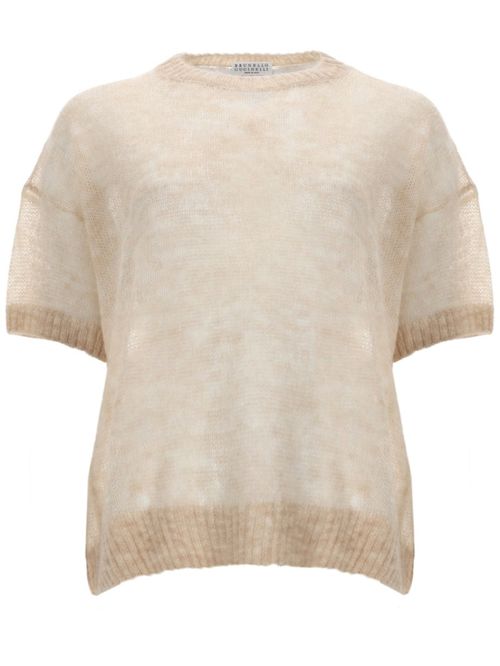 White Knitted Crew Neck Sweater