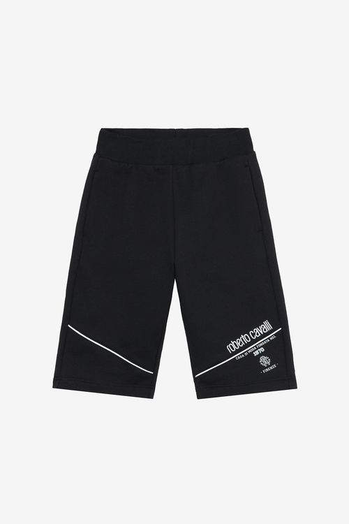 Black Bermuda Shorts With Logo And Rc Monogram