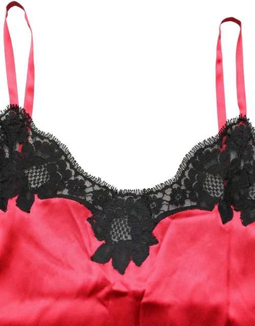 Silk Lace-Trim Camisole — Red