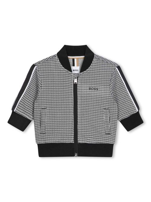 Logo-print houndstooth jacket - Black
